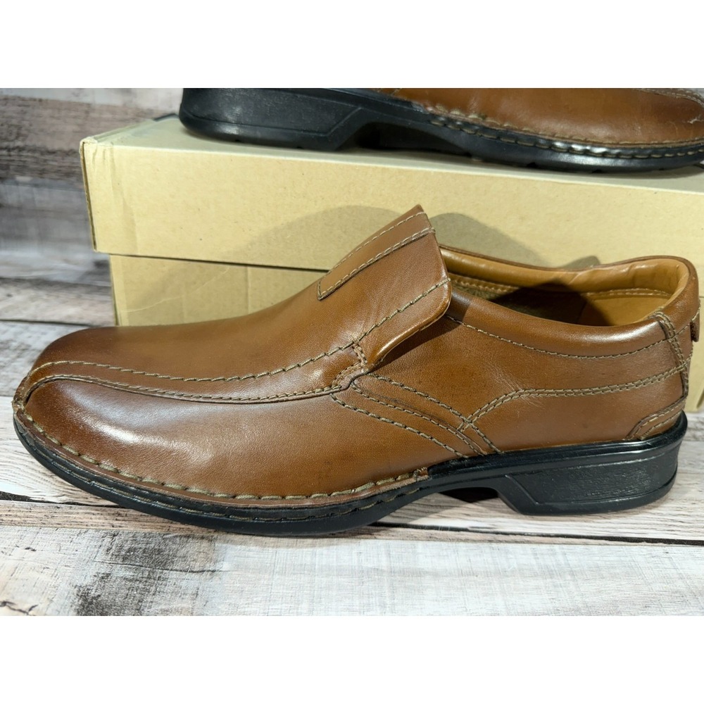 Clarks Men Escalade Step Loafer Dress Shoes Brown Leather Size 8 - Picture 3 of 10